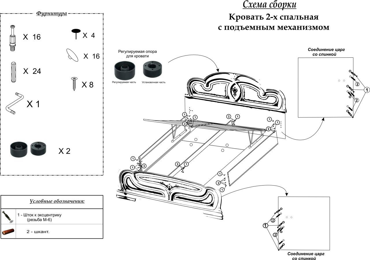 Инструкция по сборке кровати с подъемным механизмом лазурит