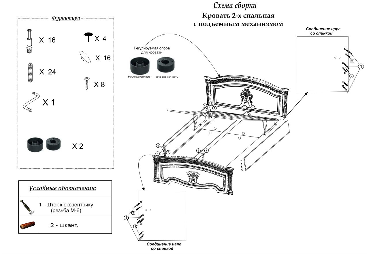 Инструкция по сборке кровати 2х спальной кровати