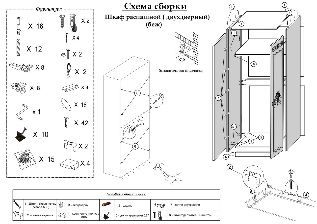 схема сборки шкаф флоренция