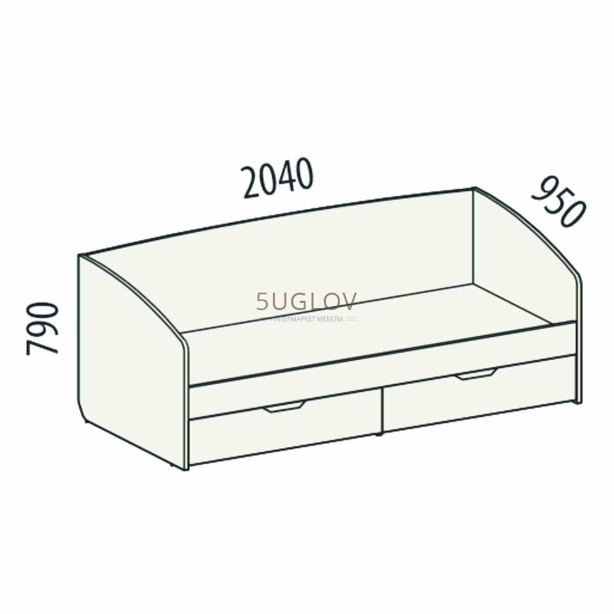 схема кровати с ящиками выдвижными