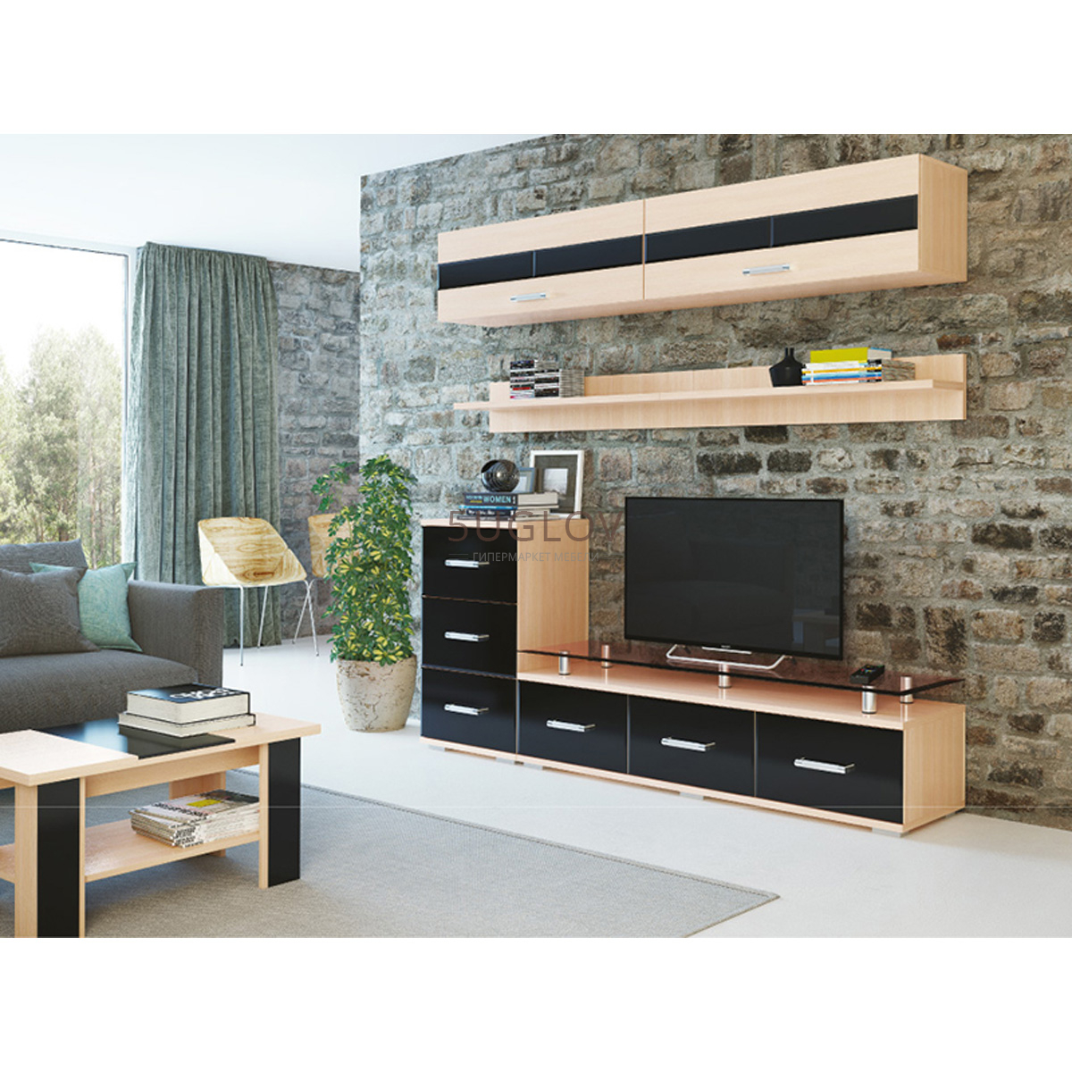 мебель под телевизор в современном стиле в небольшую