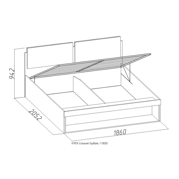Hyper кровать с подъемным механизмом 160x200
